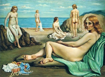 Klassischer Menschlicher Körper Werke - Badegäste am Strand 1934 Giorgio de Chirico Classical Nackt
